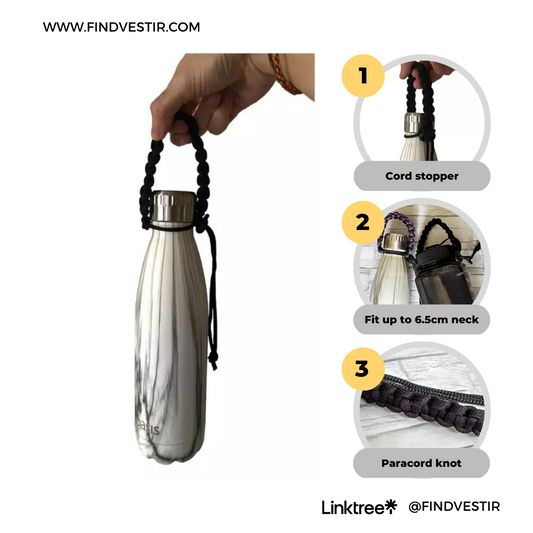 Portable Durable Cord Oasis Thermal Flask Bottle Strap Handles with Plastic Cord Stopper