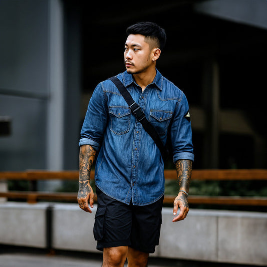 Denim Double Pocket Long Sleeve Shirt