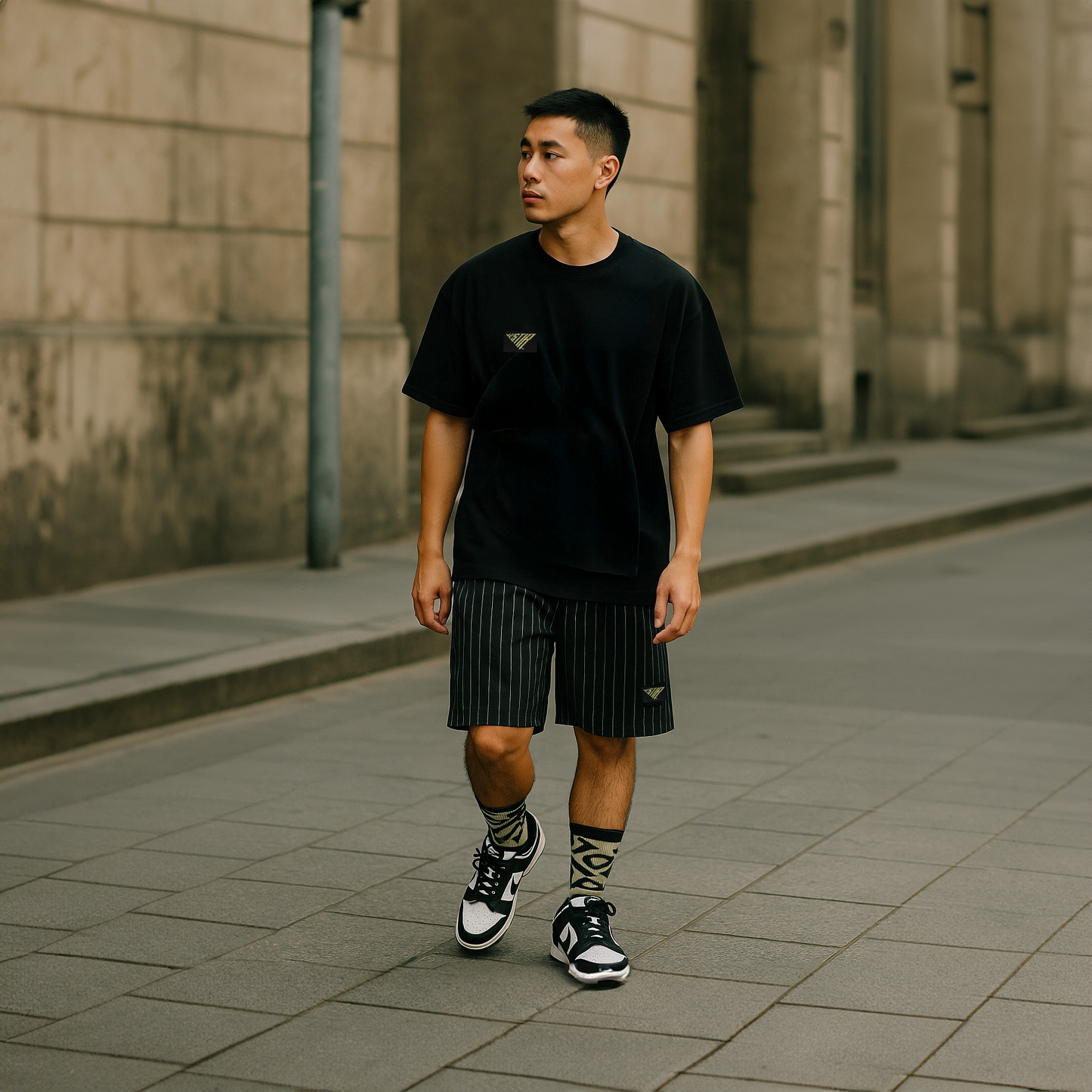 Elastic Stripe Casual Shorts