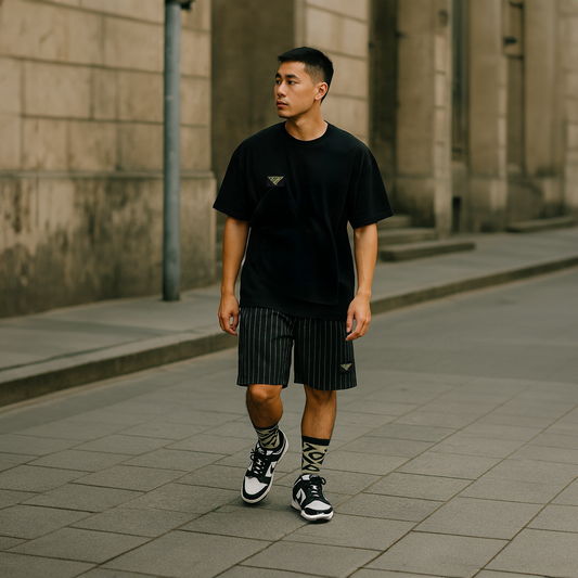 Elastic Stripe Casual Shorts