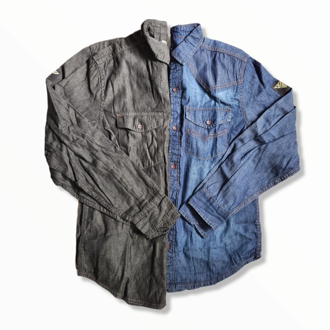 Denim Double Pocket Long Sleeve Shirt