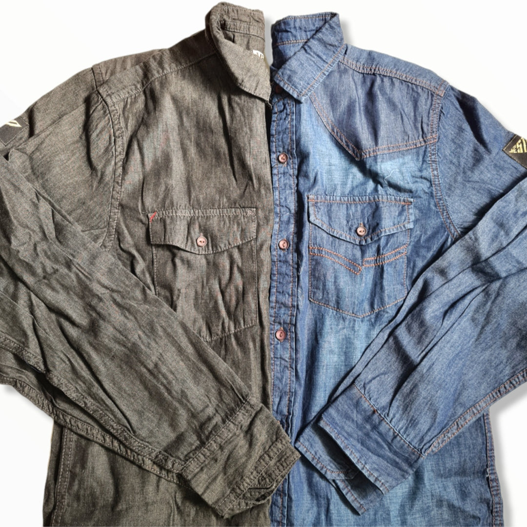 Denim Double Pocket Long Sleeve Shirt