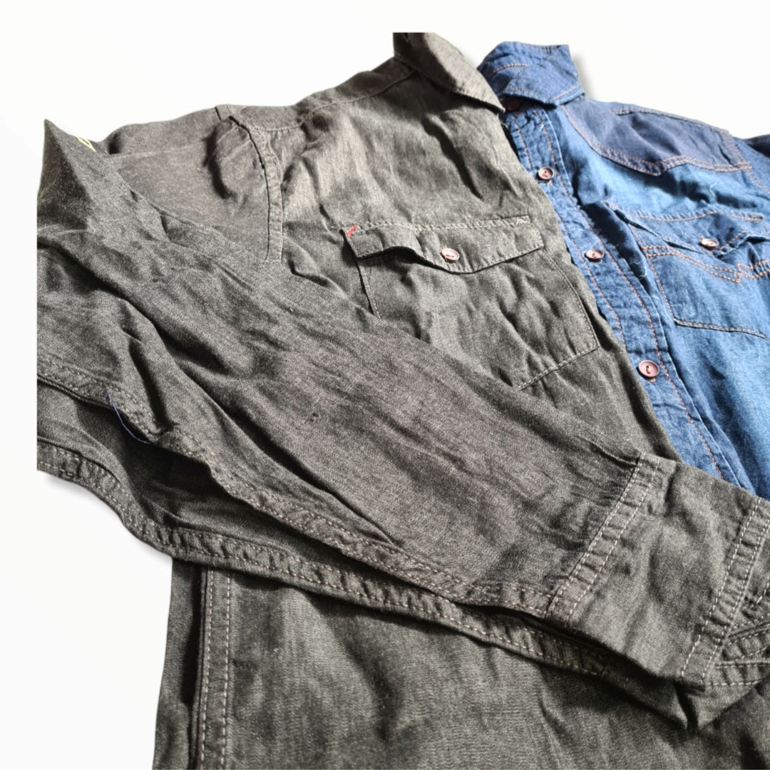 Denim Double Pocket Long Sleeve Shirt