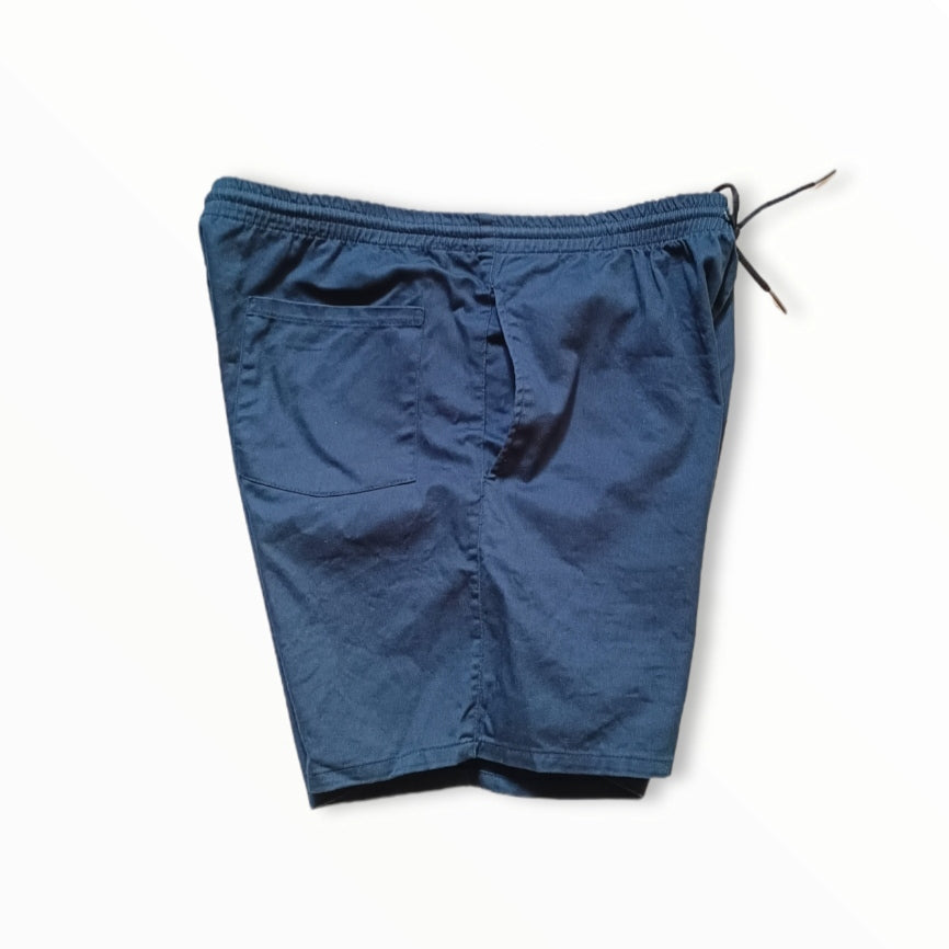 Solid Navy Stretch Casual Shorts