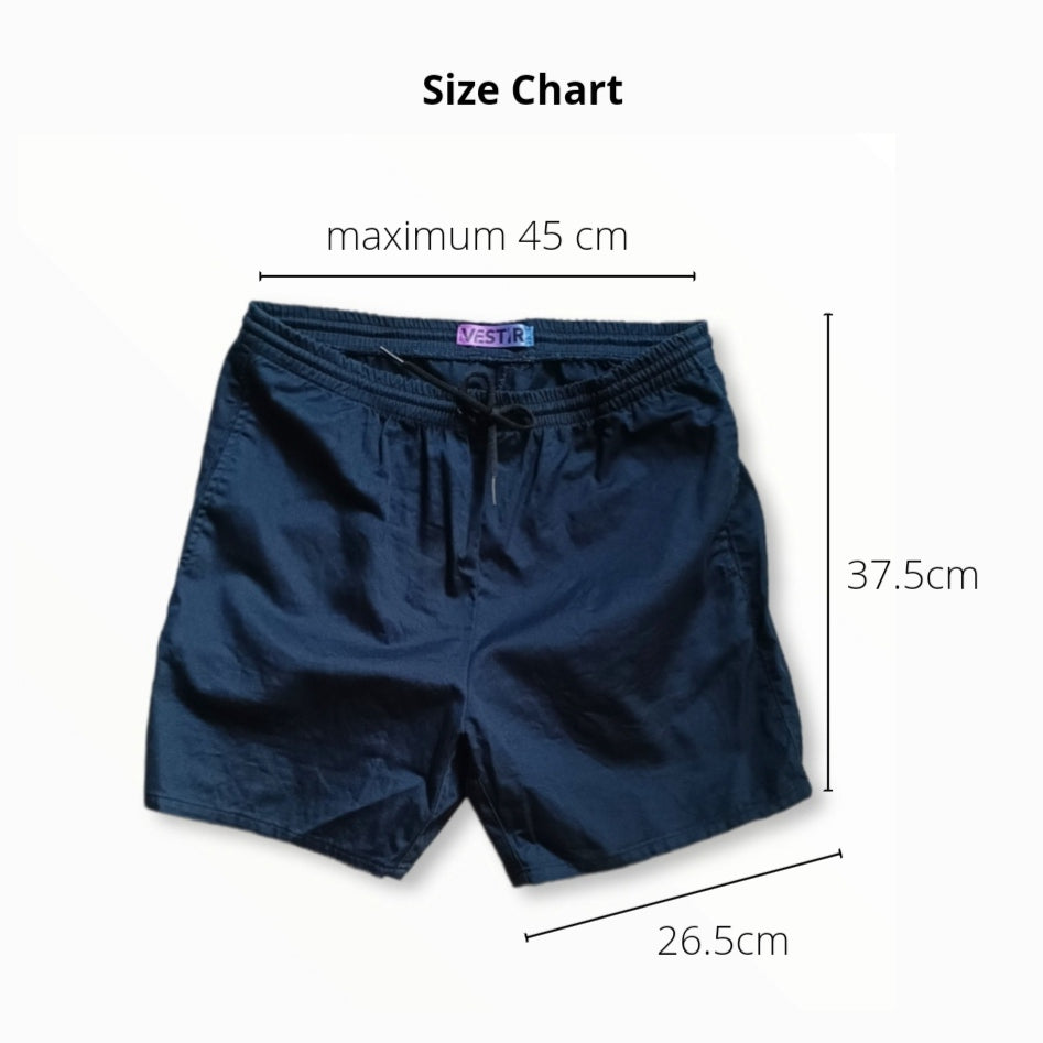 Solid Navy Stretch Casual Shorts