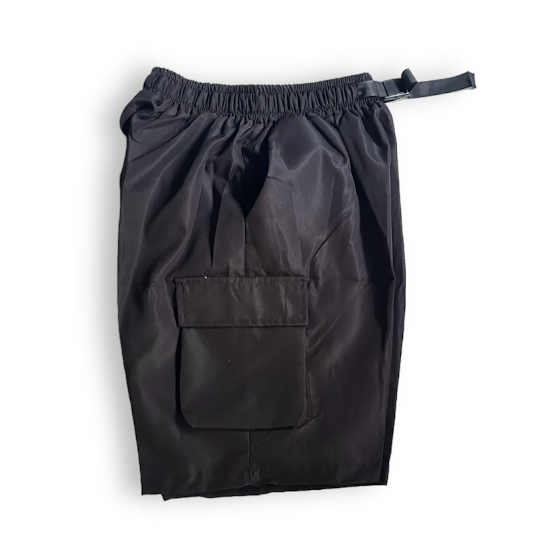 Buckle Stretchable Black Cargo Casual Shorts