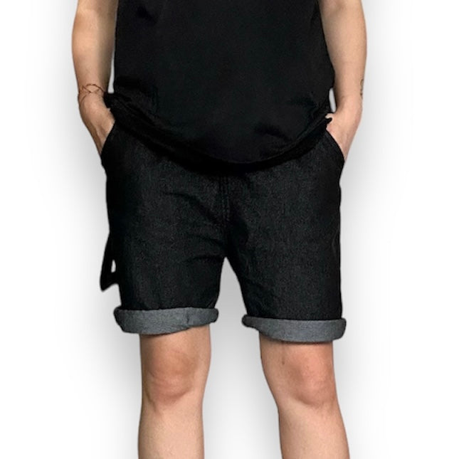 Stretchable Black Slim-Fit Denim Casual Shorts