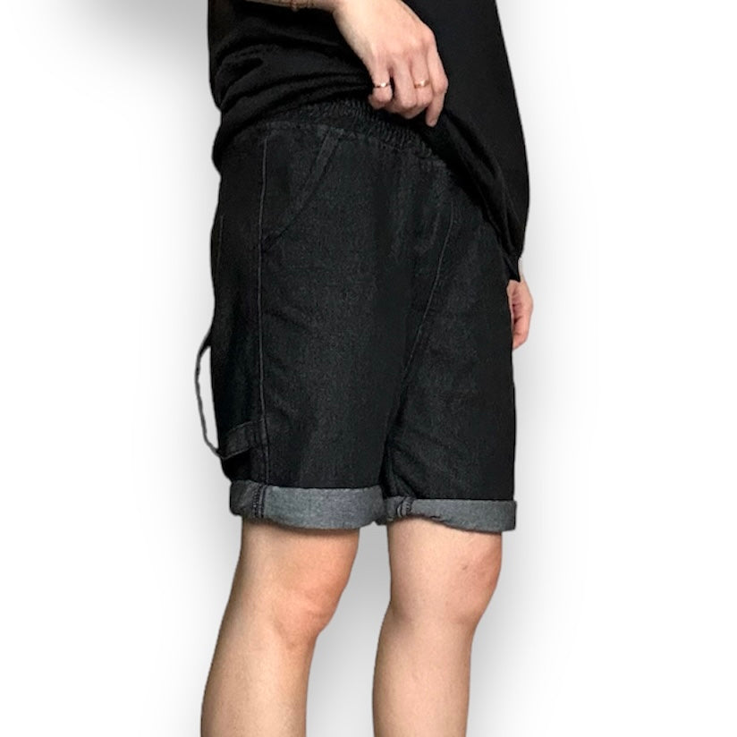 Stretchable Black Slim-Fit Denim Casual Shorts