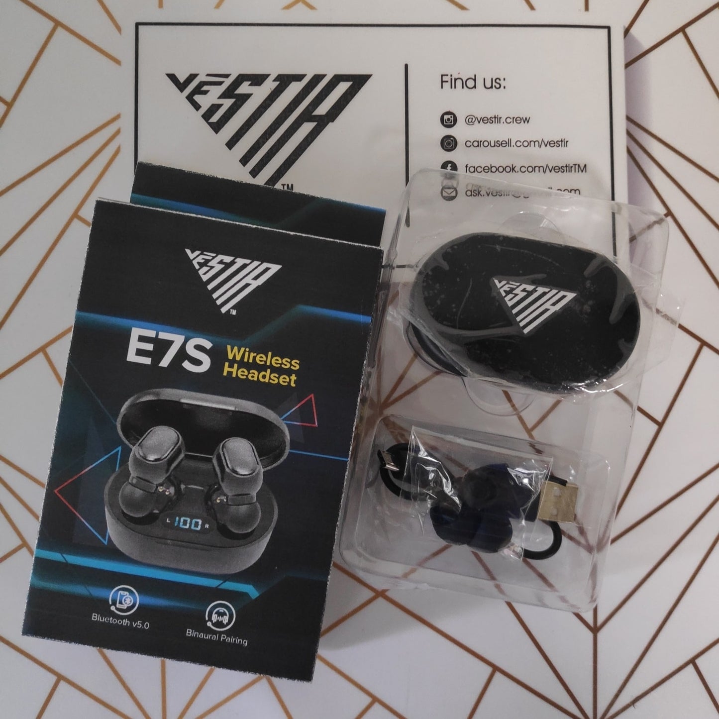 E7S Wireless Bluetooth 5.0 Earbuds with Battery LED Indicator