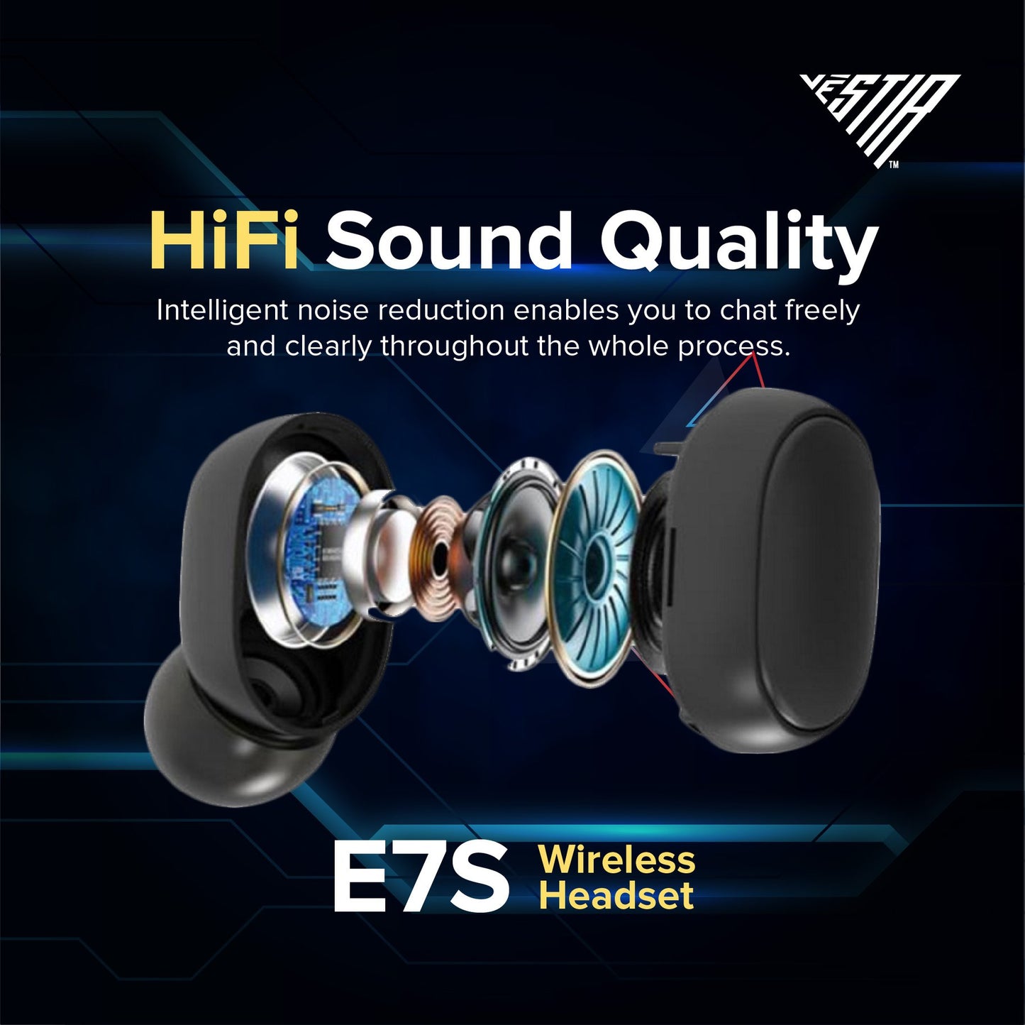 E7S Wireless Bluetooth 5.0 Earbuds with Battery LED Indicator