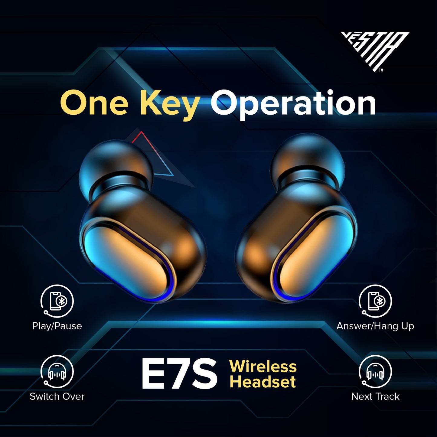 E7S Wireless Bluetooth 5.0 Earbuds with Battery LED Indicator