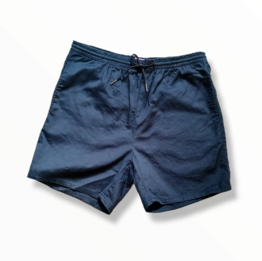Solid Navy Stretch Casual Shorts